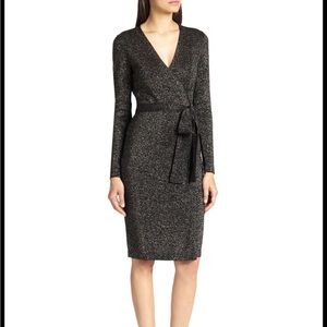 DVF Evelyn Navy/Gold long sleeve dress